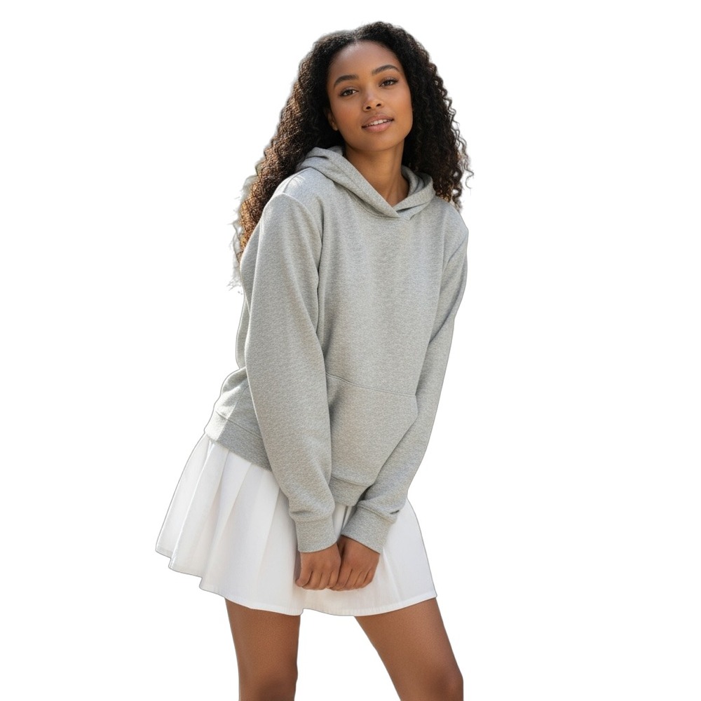 J. Crew Women's Cloudspun Yarn Knit Hoodie Top S Gray Cropped 2024 Style Modern